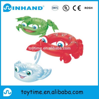 PVC inflatable crab-shape swimming ring, kids inflatable seat floater