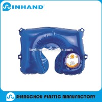 U-shape blue pvc inflatable travel pillow