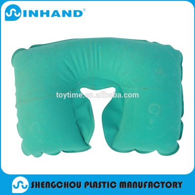 promotional green pvc inflatable flocked inflatable U-shape pillow